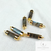 Natural Labradorite Connector, Necklace Jewelry Making, Double Loop Connector, Gold Plated Station Pendent, DIY Jewelry, Gift For Her, Gift